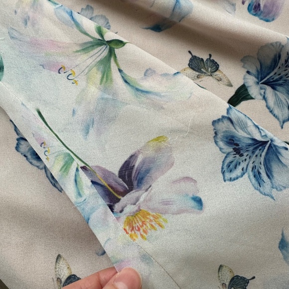 Sau Lee Amelia Maxi Cutout Ruffle Floral Pink Cream Chiffon Dress - US 4 - Picture 7 of 14